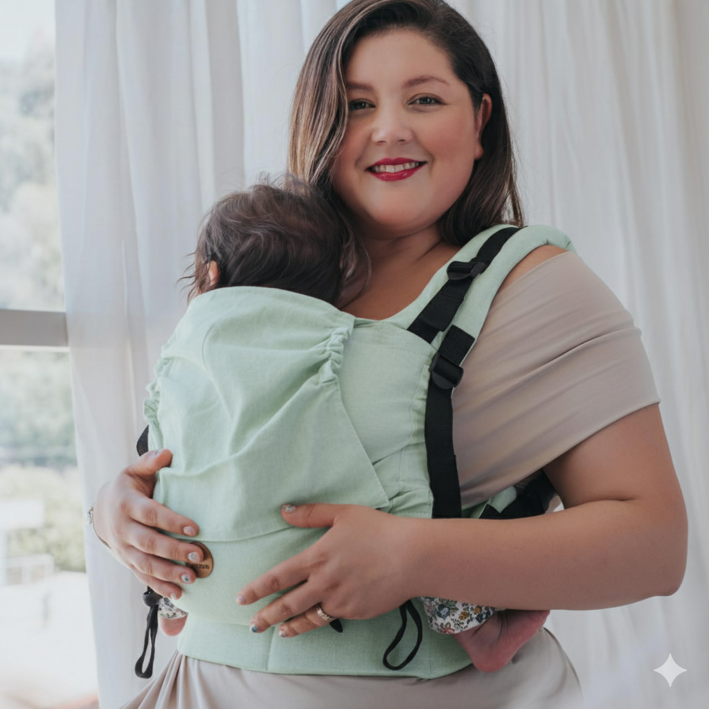 Mochila Ergo Etapa 2 Lino y Algodón - Verde Menta