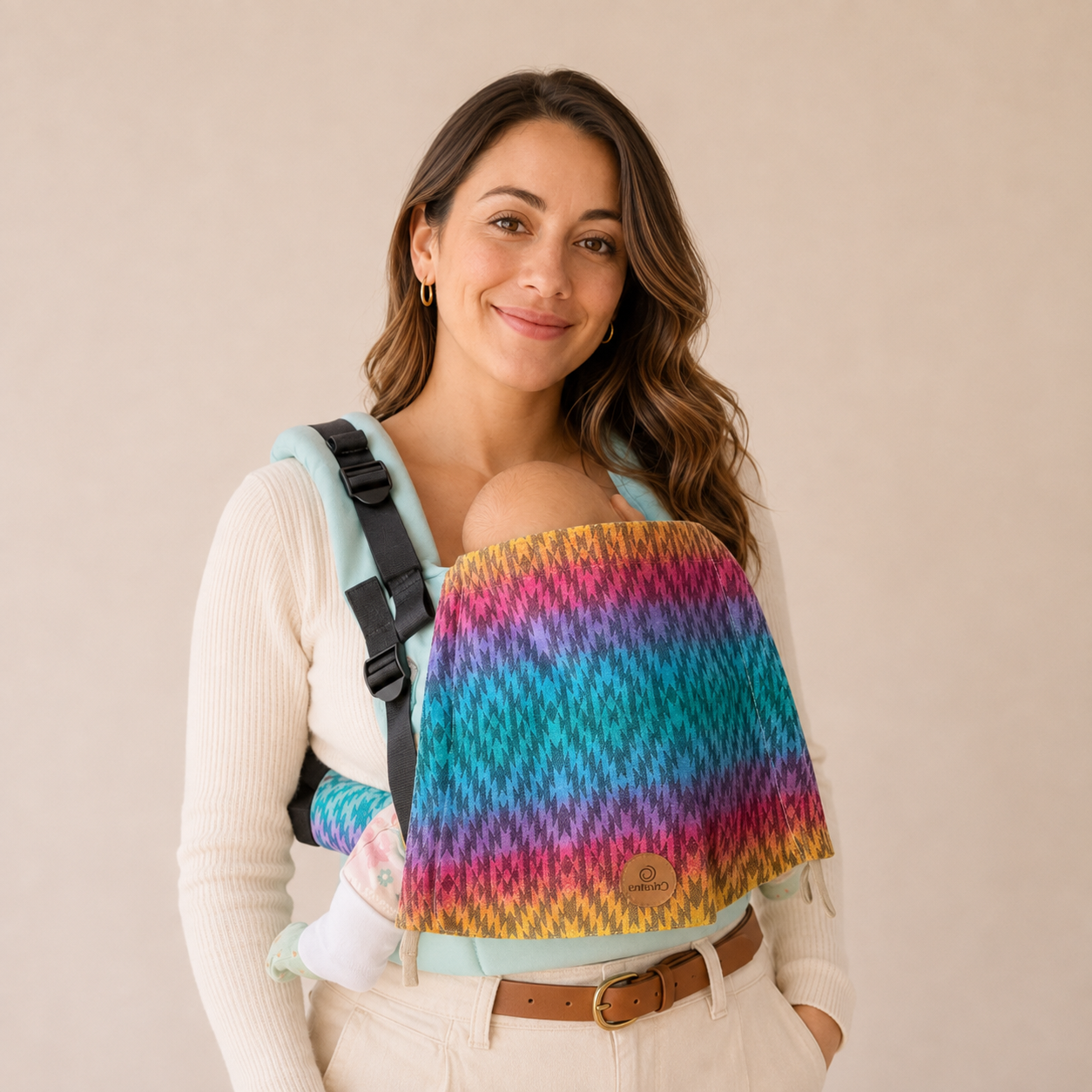 Mochila Ergo Premium Fular Tejido Etapa 1 - Arcoíris
